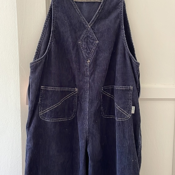 LL Bean Navy Corduroy Overalls - Picture 2 of 4